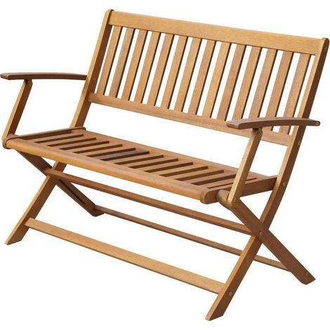 Banc de jardin pliable acacia massif clair Shika 120cm (1/3)