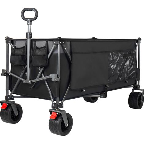 Chariot de jardin pliable 300L avec cadre robuste 250 kg et roues tout-terrain 130 cm, noir (1/5)