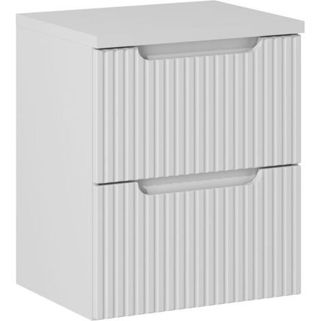 Ensemble Meuble Vasque 2 tiroirs et Plateau Blanc L 50 x P 40 x H 59,5 cm - Astral Blanc - Livraison gratuite
