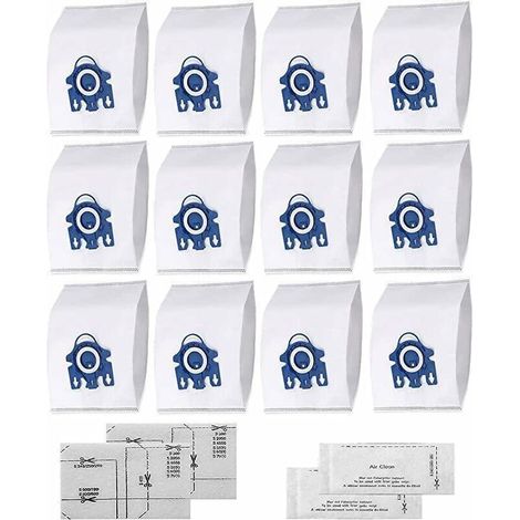 Sacs pour aspirateur Miele HyClean 3D FJM – Lot de 12 – Comprend le moteur et le filtre d'échappement (1/5)