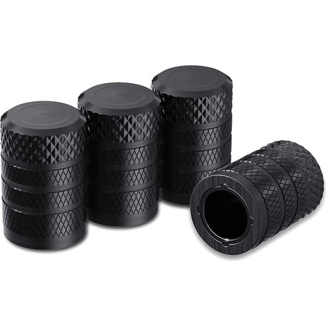 Bouchons de Valve de Pneu, Noir, 4 pièces/Paquet, Aluminium anodisé, résistant à la Corrosion, Couvre-Valve Universel pour Voitures, camions, Motos, SUV et vélos (1/2)