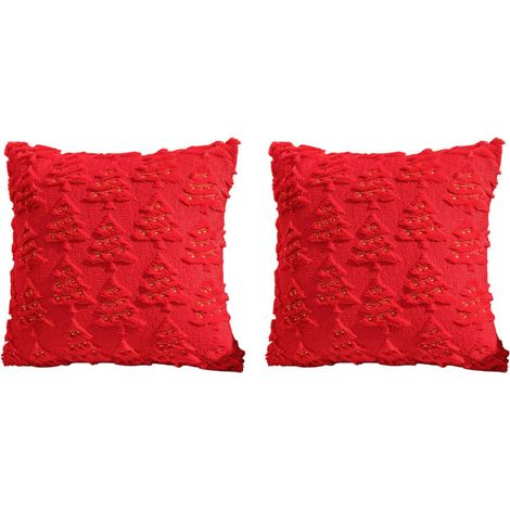Taies d'oreiller de Noël, coussins d'arbre brodés, coussins de Noël, adaptés aux taies d'oreiller décoratives de Noël, 4 pièces, rouge. (1/5)