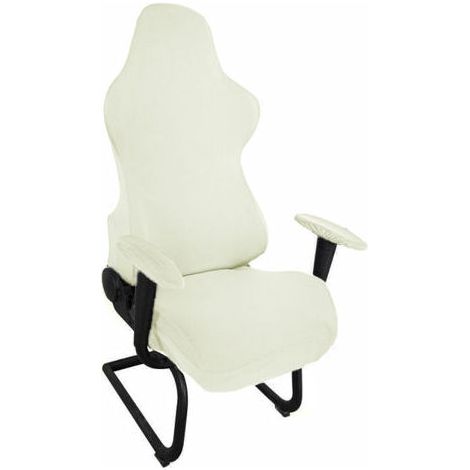 Bureau Extensible Anti-Saleté Extensible Housse De Housse De Chaise De Chaise De Jeu Housse Chaise De De Jeu Extensible Housse De Fauteuil Rotatif--Blanc Ivoire (1/5)