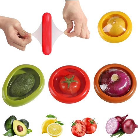 4er-Set Gemüseaufbewahrungsboxen – Tomate, Zwiebel, Zitrone – Zitronenbox, Obstaufbewahrungsbox, wiederverwendbare Kühlschrankbox zur Erhaltung der Frische
