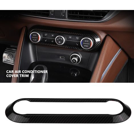 Cache habillage cadre panneau bouton climatisation intérieur auto ABS auto-adhésif 20.5x7cm 1pc pour Alfa Romeo Stelvio 2017-2018 Giulia 2016-2018 (1/5)