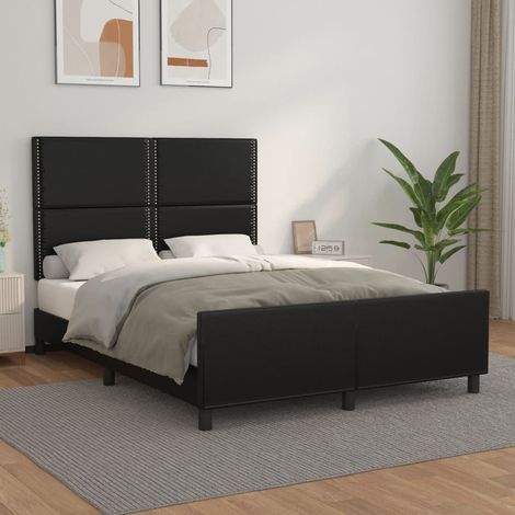 Lit adulte, Cadre de lit avec tête de lit, Structure de lit Noir 140x190 cm Similicuir CDE82211 (1/5)