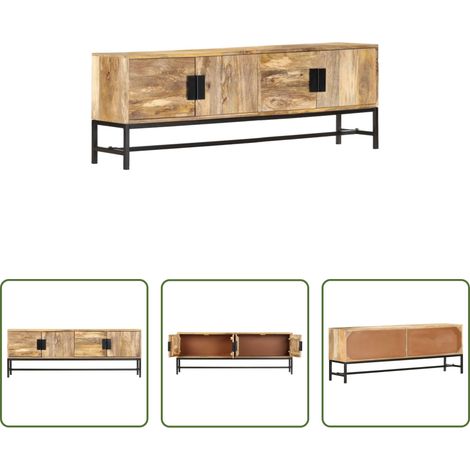 vidaXL Bois de manguier - Meuble TV 140x30x50 cm Bois massif de manguier (1/5)
