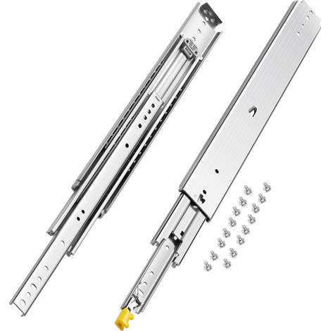 VEVOR Glissiere de tiroir a extension complete, 1 paire, coulisse de tiroir verrouillable, 610 mm, capacite de charge 226,8 kg, rail coulissant a montage lateral, avec roulement a billes et verrous