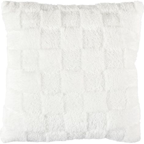 Coussin Flanelle Damier 40x40cm, Blanc et Beige, Doux et Confortable, Facile à Laver - TURIN (1/4)