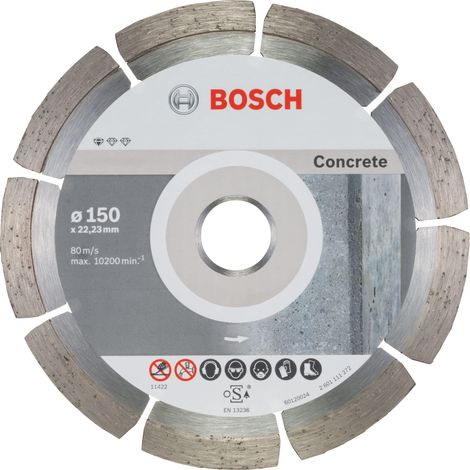Disque diamanté Bosch Standard pour le béton, 150 x 22,23 x 2 x 10 mm 10 pièces