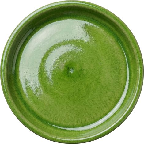 Soucoupe 25cm vert pomme faite à la main en terre cuite émaillée