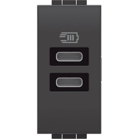 2 prese usb-c bticino livinglight 15w 1 modulo antracite l4286c2 - l4191cc