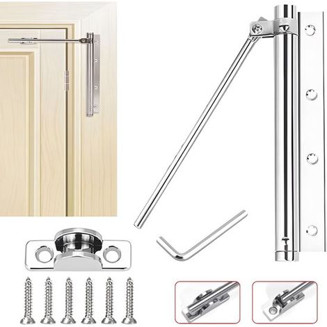 Ferme-porte hydraulique en acier inoxydable pour portes intérieures. Vis et clé Allen intégrée incluses. Capacité de charge : 40 à 50 kg. (1/5)