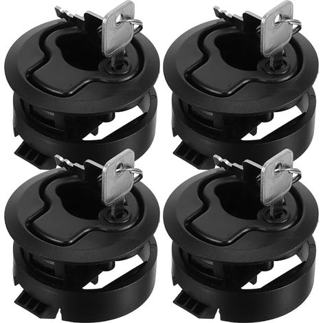 Hemobllo Loquets de Trappe de Bateau Encastrés à Traction Ronde Serrure Marine avec pour Coffre et Armoire Verrou de Pont pour Bateau et Camping-Car Trou Ø 50mm Noir (1/5)