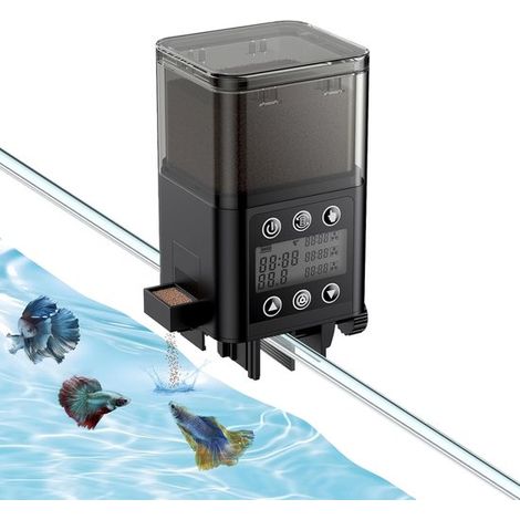Distributore automatico di mangime per pesci - 320 ml - con timer - adatto per mangime in pellet e in polvere - adatto per acquari e laghetti - cibo facile da dosare e aggiungere (1/5)
