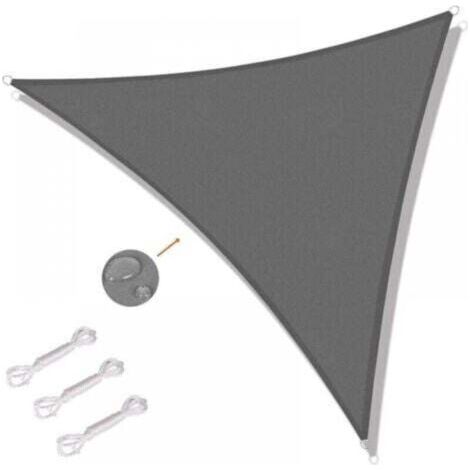Voile d'ombrage triangulaire 3x 3x3m Voile d'ombrage pour extérieur, terrasse, jardin Protection UV - Gris (1/4)