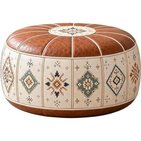 Round Ottoman Cover, Unstuffed Bean Bag, Waterproof Floor Chair, Zippered (1/5)