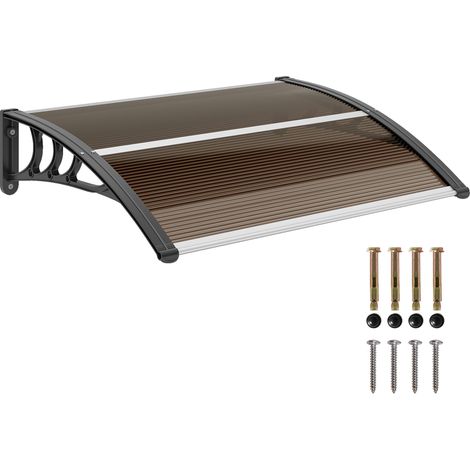 Eingangsvordach 120 x 75 cm, Aluminium-Polycarbonat – Regen- und UV-Schutz, wasserabweisend – Braun