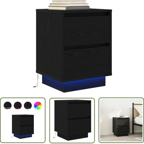 vidaXL Nachttisch mit LED-Leuchten Schwarz 38x34x50 cm (1/5)