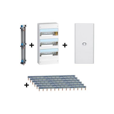Legrand - DRIVIA - Coffret 3 rangu00e9es - 13 modules + Peigne + Porte - Ref. : 401213+405001+404926x6+401333 (1/2)
