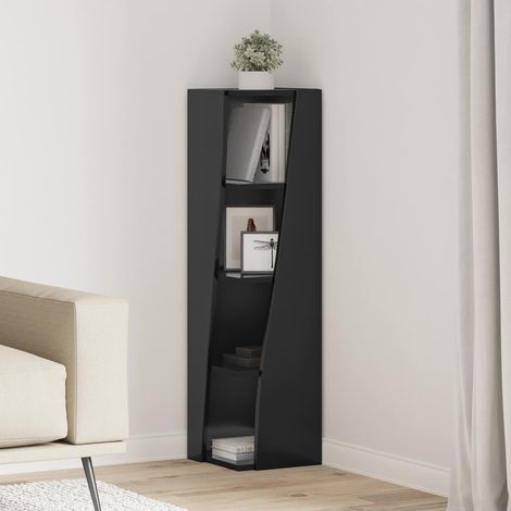 vidaXL Corner Cabinet Black 27.5 x 27 x 102 cm Engineered Wood