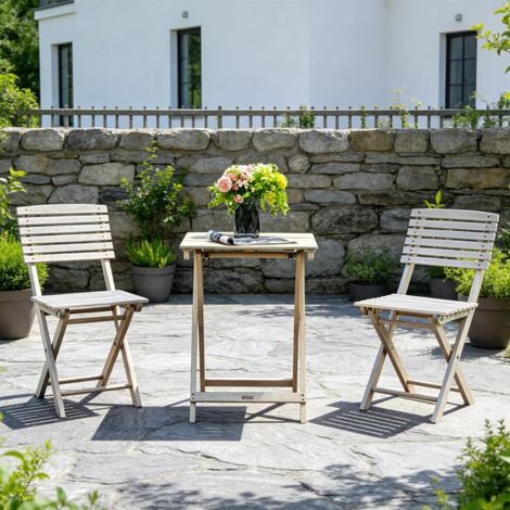 Abrihome Acacia Wood Outdoor Dining Table Set of 2 Chairs – Heavy Duty 150kg Chair & 75kg Table, Weather-Resistant Solid Wood Garden Bistro Set for Patio Balcony Deck – No Assembly Required – Square (1/5)