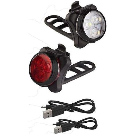 Ensemble d'éclairage vélo, lampe vélo rechargeable USB, éclairage vélo (1/4)