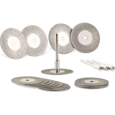 Universel 30 mm diamant Disques à tronçonner 20 pièces, mini Disques à tronçonner Disques flexibles avec 4 pièces de mandrin, disques diamantés en métal pour pierre, bois, tuiles, verre, plastique (1/5)
