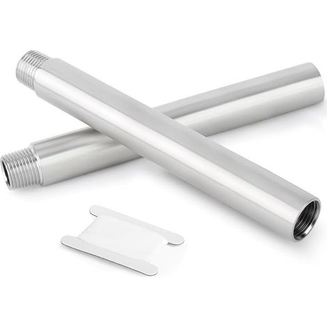 2 Pcs 200mm 1/2" Femelle x 1/2" Male BSP Nipple Cast Pipe 304 Stainless Steel Pipe Fittings (1/4)