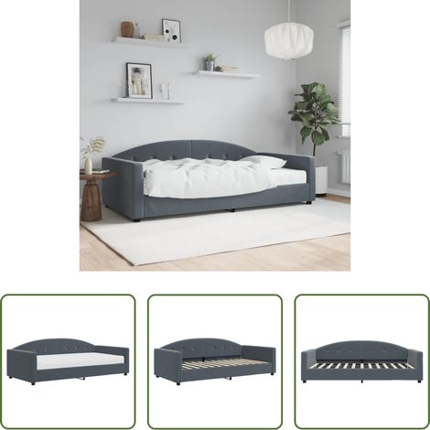 Schlafsofa - Tagesbett mit Matratze Dunkelgrau 100x200 cm Samt (1/5)