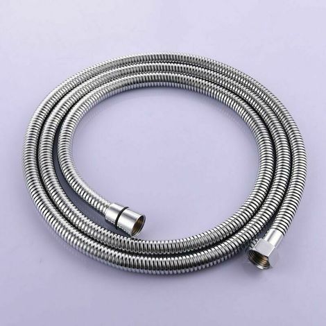 Flessibile doccia 1,5 m, flessibile doccia cromato, flessibile doccia effetto acciaio inox, flessibile doccia antitorsione per doccetta. Codice articolo FHA018