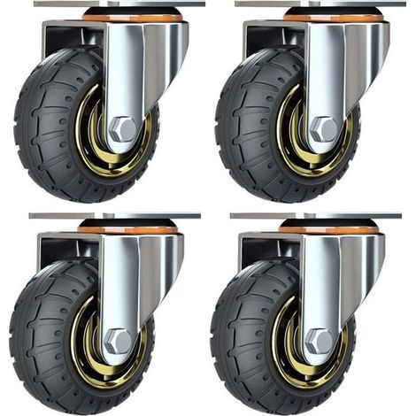 Set di 4 ruote piroettanti da 75 mm – Gomma silenziosa – Portata massima 80 kg per ruota – Montaggio semplice per mobili leggeri (1/5)