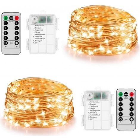 Guirlande lumineuse 5m 50 LED pour extérieur/intérieur, décoration de jardin/terrasse/fête/mariage (blanc étoilé) (1/4)