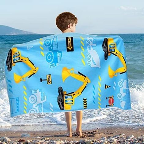 CSPARKV Camion Enfants Serviette de Plage - 70x 150cm Serviette Microfibre Sans Sable pour Garçons Piscine Serviette de Voyage Absorbant Séchage Rapide Doux Couverture de Plage Bain Douche Serviette (1/5)