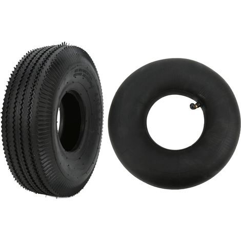 Tyre Set with Inner Tube 4.10-3.50-4 - Thick Rubber Pneumatic Tyre Replacement for Electric Tricycles, Trolleys, Lawnmowers, Garden Trailers (1/5)