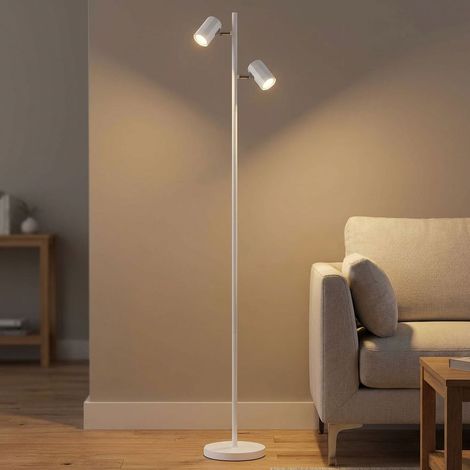 Lampada da terra Spotlight orientabile Lampada da terra bianca opaca Lampada da soggiorno in piedi bianca, alluminio metallo, 2x prese GU10, H 158 cm