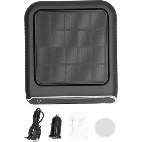 Tragbarer Luftreiniger mit HEPA-Filter, 5.000.000 Ionen, 3 Stufen, 1200-mAh-Akku, solaraufladbar, Schwarz (1/5)