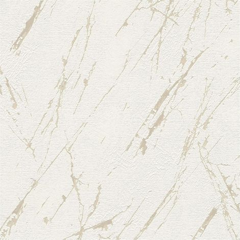 Stone tile wallpaper wall Profhome 393363 non-woven wallpaper textured in marble look shiny white cream ivory pearl gold 5.33 m2 (1/5)