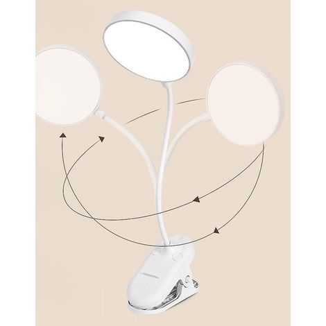 lampe De Bureau Led Rechargeable Sans Fil 1 Pice, 3 Couleurs Et 3 Intensits Rglables, Lampe De Chevet  Cran Tactile Usb Avec Clip Enfant, Liseuse (1/3)