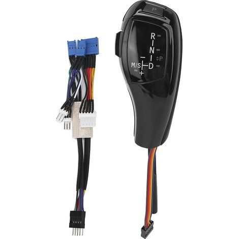CFTGIW Bouton de Décalage de Bâton à Engrenage Automatique LED pour E46 E60 E61, Cuir Indicateur avec électrosiluring, Kit de Rénovation rétro-éclairé Conçu pour Un Style F30 (Noir (1/5)