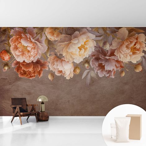 Tapete Vliestapete mit Kleber für Wohnzimmer Schlafzimmer Küche - Wanddekoration Blumige Eleganz 416x254 cm (1/5)