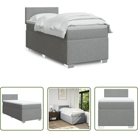 The Living Store Boxspringbett mit Matratze Hellgrau 90x200 cm Stoff - Boxspringbett - Doppelbett - Bettgestell - Bettrahmen - Schlafsystem (1/5)