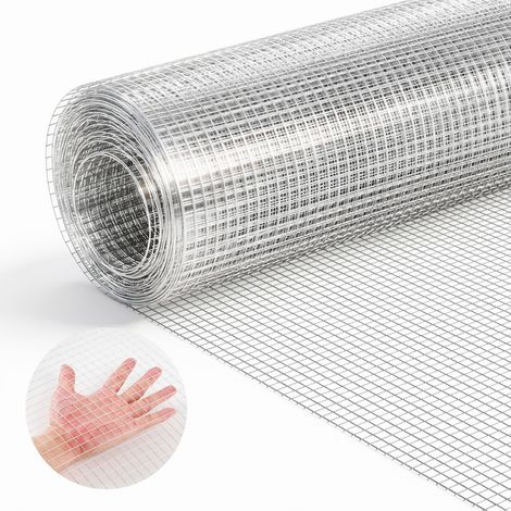 VEVOR Grillage Galvanise Maille Carree Fine 6,3 mm, Grillage Soude en Rouleau 0,4 x 6 m Diametre de Fil Metallique 0,50 mm pour Cloture de Jardin, Enclos a Poules, Cages a Lapin, Protection de Plantes (1/5)