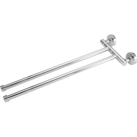 Portasciugamani con accessori, base in lega di zinco per mensola da parete per bagno, portasciugamani girevole (2 bracci)