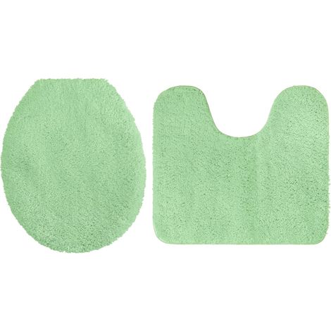 Lot de 2 tapis de WC, housse abattant 38x48cm, tapis 45x50cm, microfibre antidérapante, salle de bain (1/5)