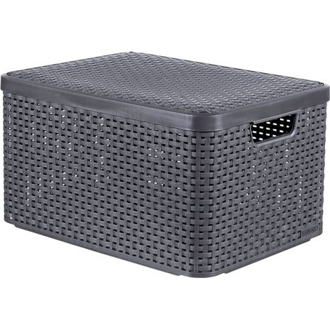 Storage Box with Lid Style L 30L Metallic Silver Curver (1/4)