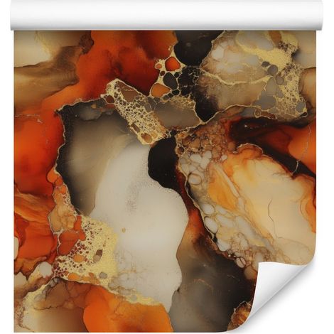 Papier peint encre or, orange et rouille pour salon et chambre 50x1000 cm (1/5)