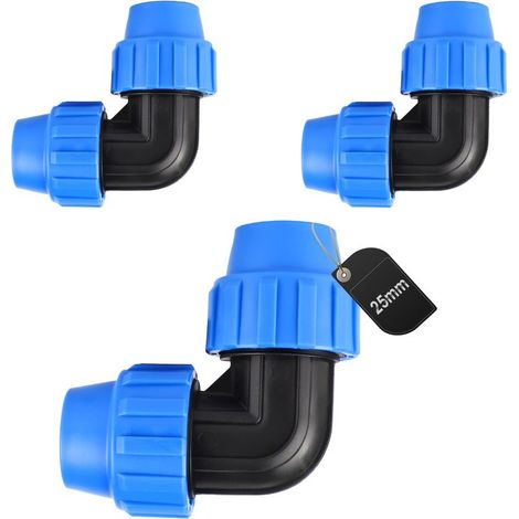 Raccord PP pour Tube PE 25mm, Connecteur Coudé 90° en Plastique pour Tuyau d'eau PPR PVC, 3 Pièces (1/5)