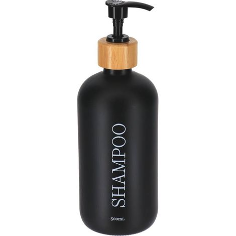 Distributore di shampoo in vetro di bambù 500ml - nero opaco - Tendance