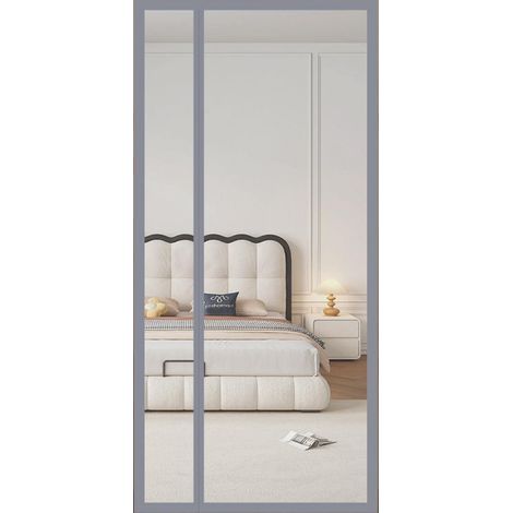 Summer mosquito net door curtain, side opening with magnetic Velcro strip, 70 x 200 cm (grey) (1/5)